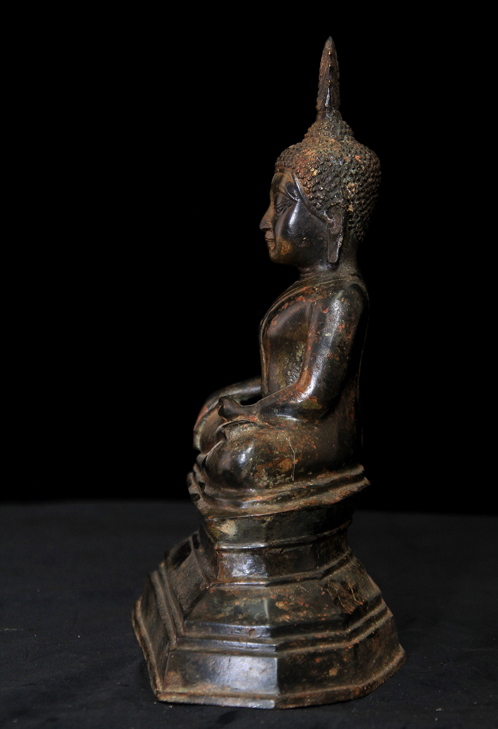 19C Sitting Bronze Laos Buddha #BB152