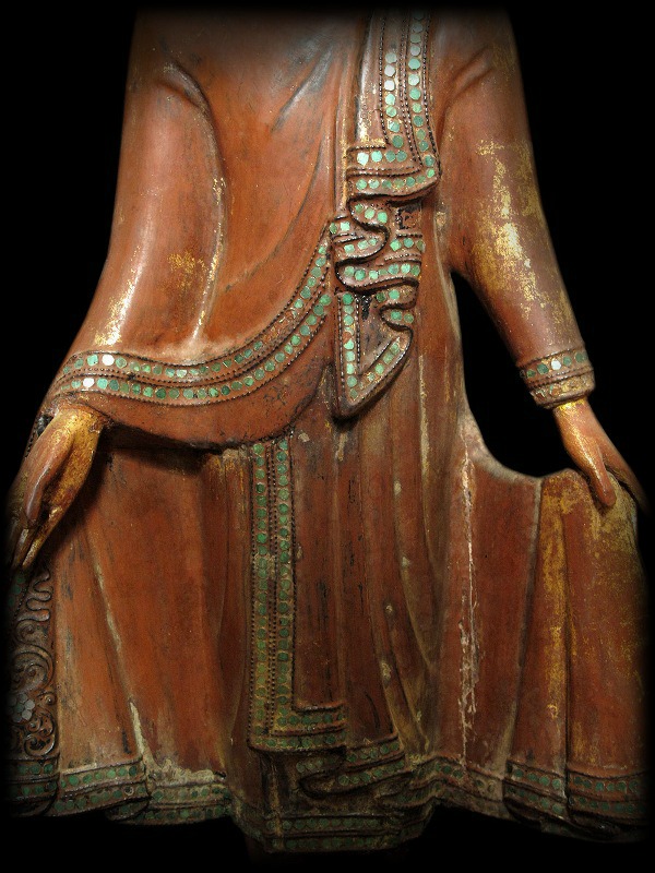 Extremely Rare 19C Wood Burma Mandalay Buddha #BB183