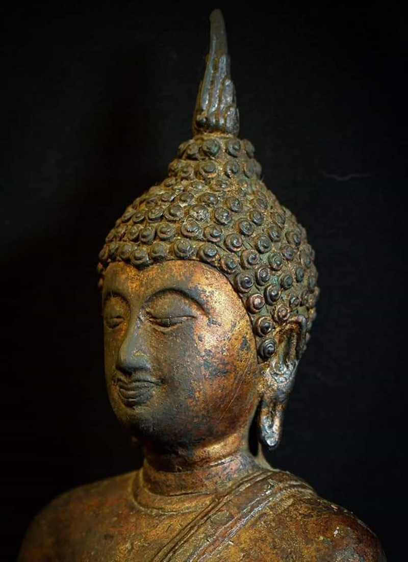 Extremely Rare 18C Sitting Bronze Laos Buddha #CA1060