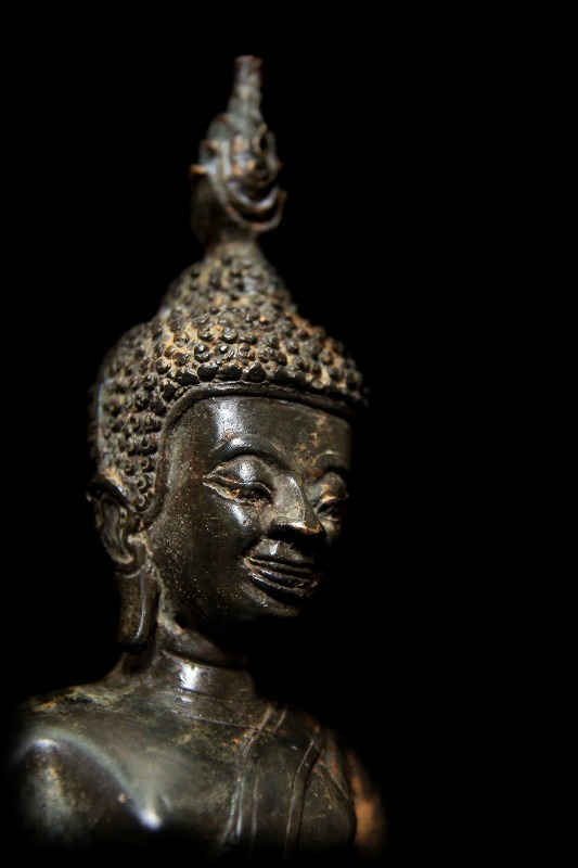 18C Sitting Bronze Laos Buddha #BB149