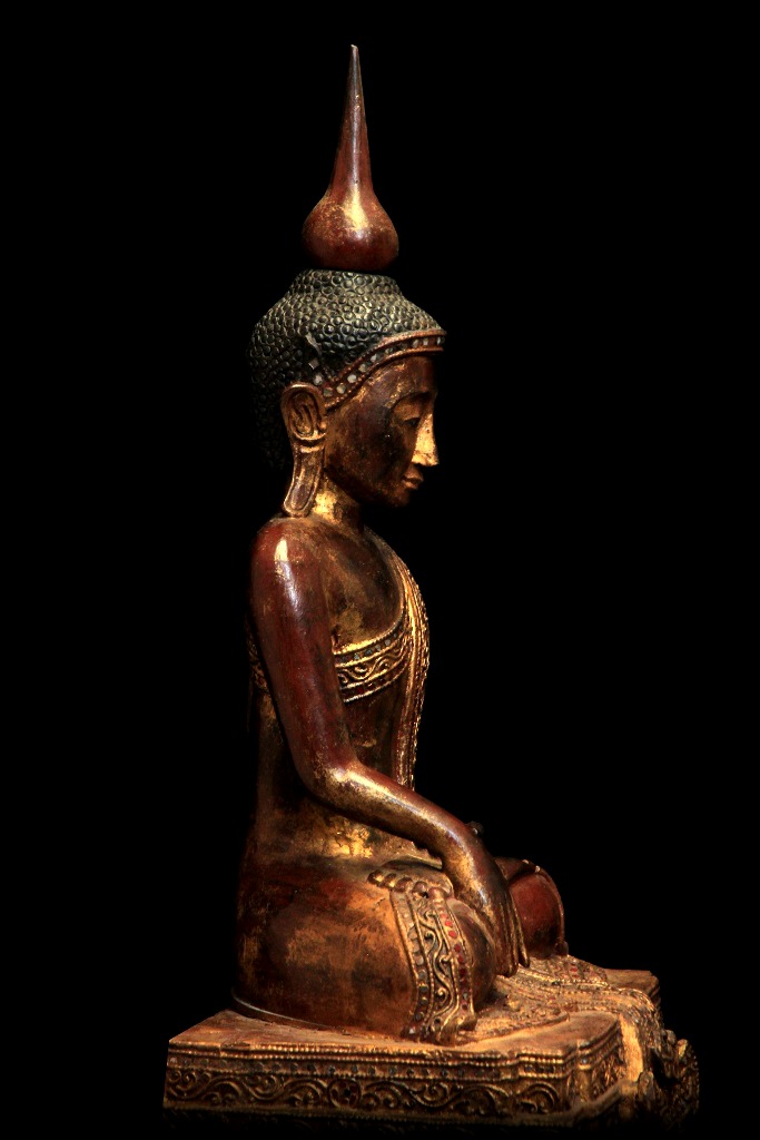 Extremely Rare 18C Wood Shan Burmese Buddha #BB333