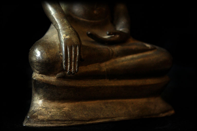 Extremely Rare 18C Sitting Bronze Laos Buddha #B02-24