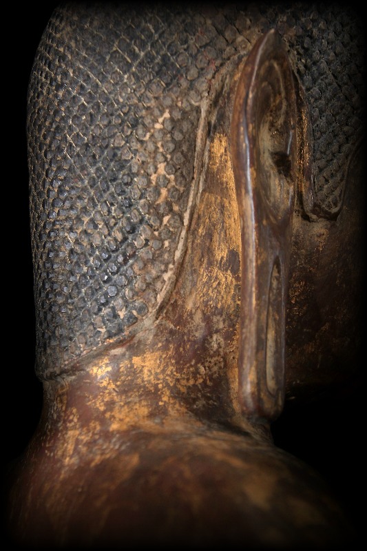 Extremely Rare 18C Wood Cambodia Buddha #BB175