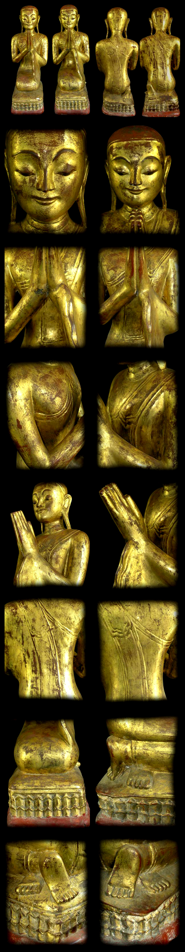 Extremely Rare Early 18C Wood Shan Monk (pair) #AC.370