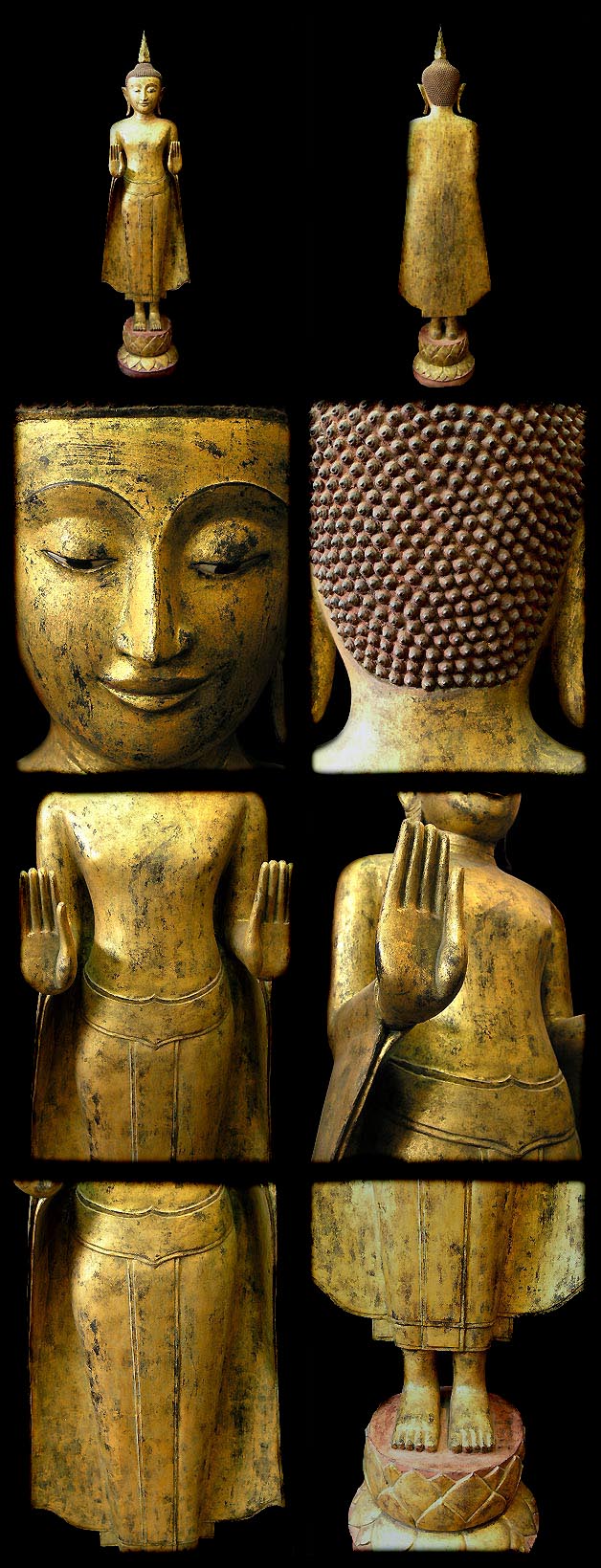 Extremely Rare 18C Wood Standing Ayutaya Buddha #al.144