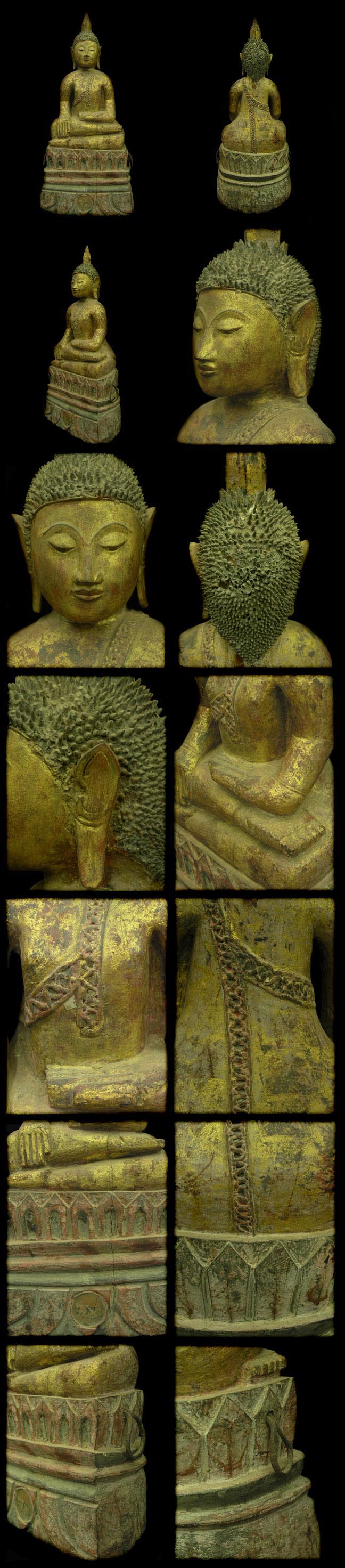 Extremely Rare 19C Wood Asian Laos Buddha #AL.917