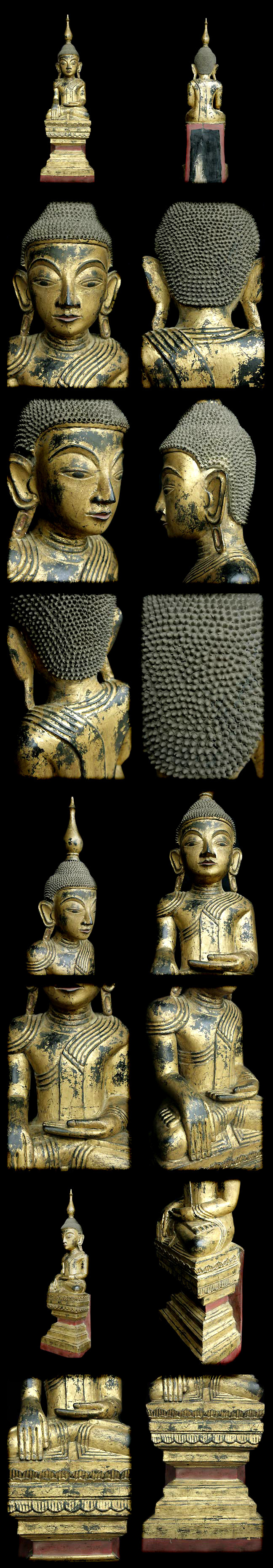 Extremely Rare 19C Wood Sitting Shan Buddha #AL.944