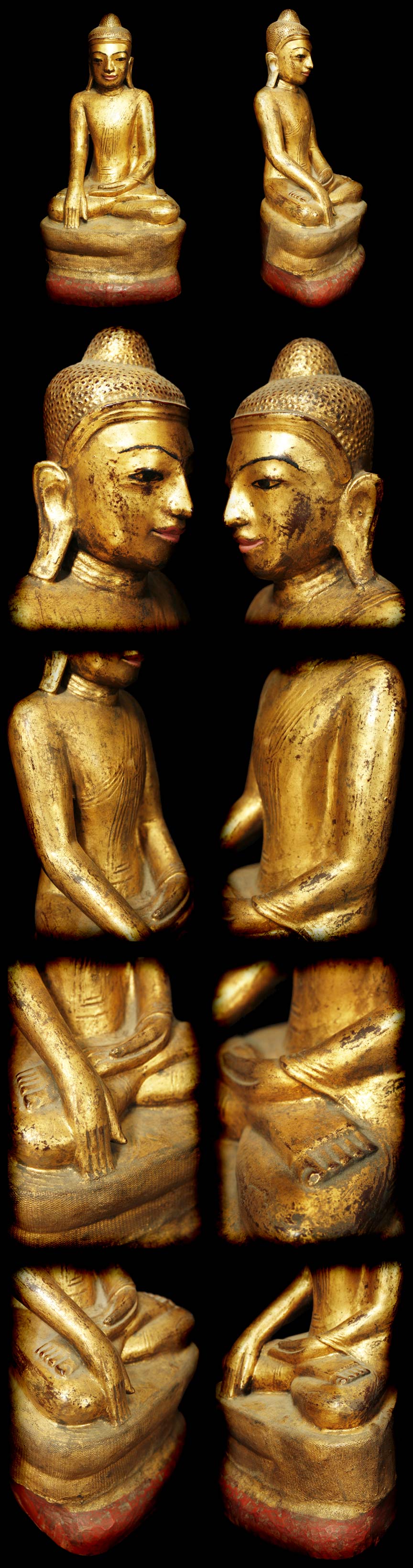 Extremely Rare 19C Wood Sitting Mandalay Buddha #AL1047