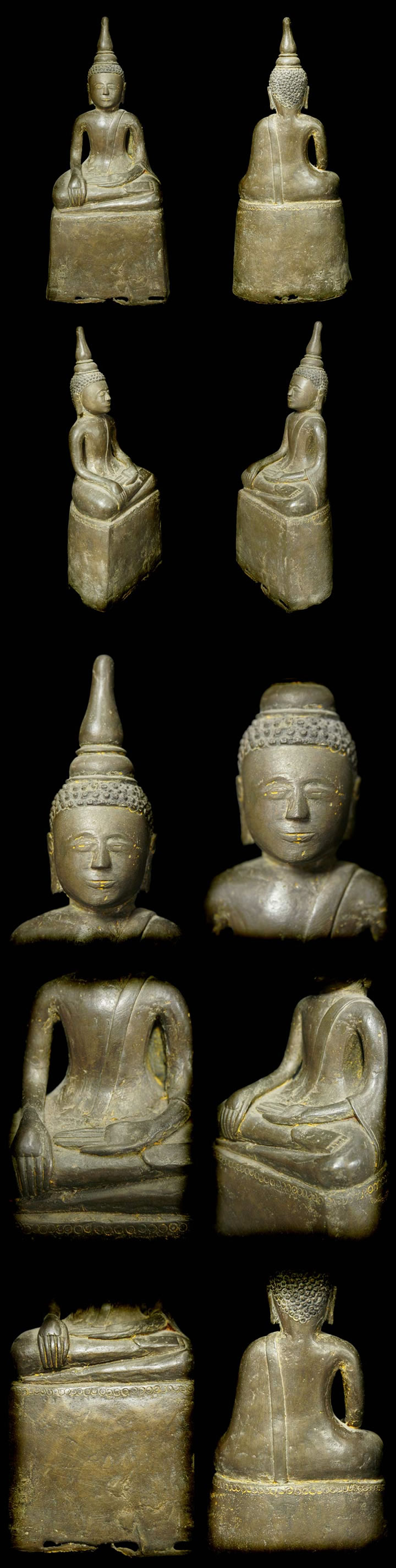 Extremely Rare Early 17C Sitting Bronze Laos Buddha #AL1051