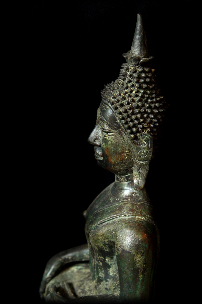 18C Sitting Bronze Laos Buddha #B02-12