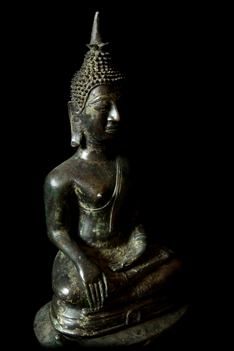 18C Sitting Bronze Laos Buddha #B02-12