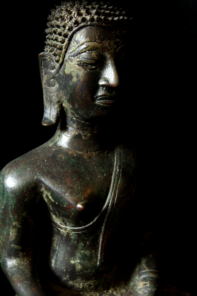 18C Sitting Bronze Laos Buddha #B02-12