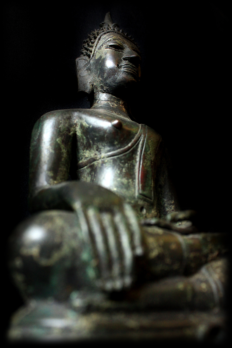 18C Sitting Bronze Laos Buddha #B02-12