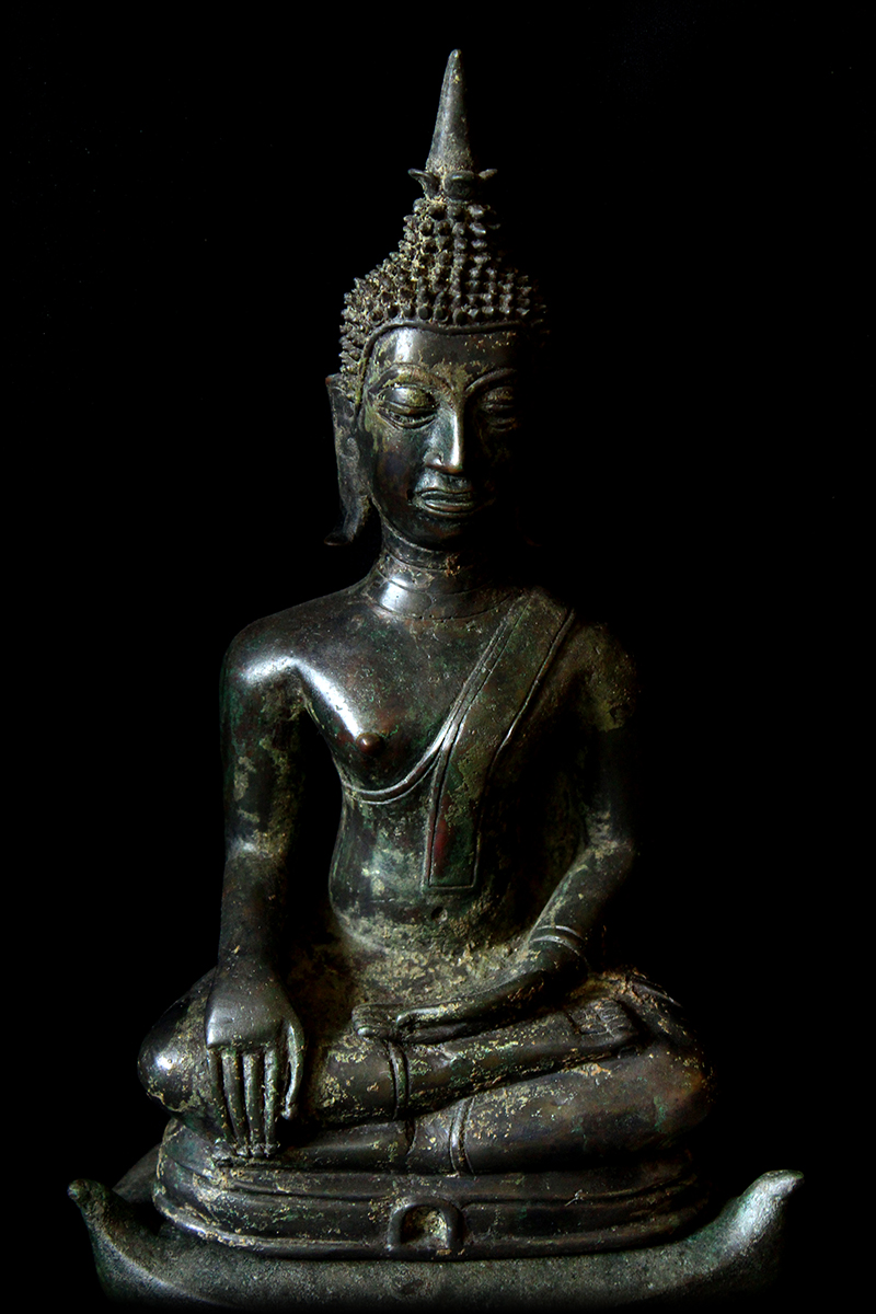 18C Sitting Bronze Laos Buddha #B02-12