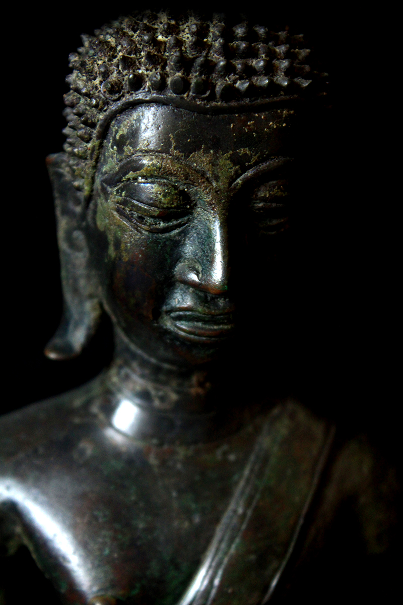 18C Sitting Bronze Laos Buddha #B02-12