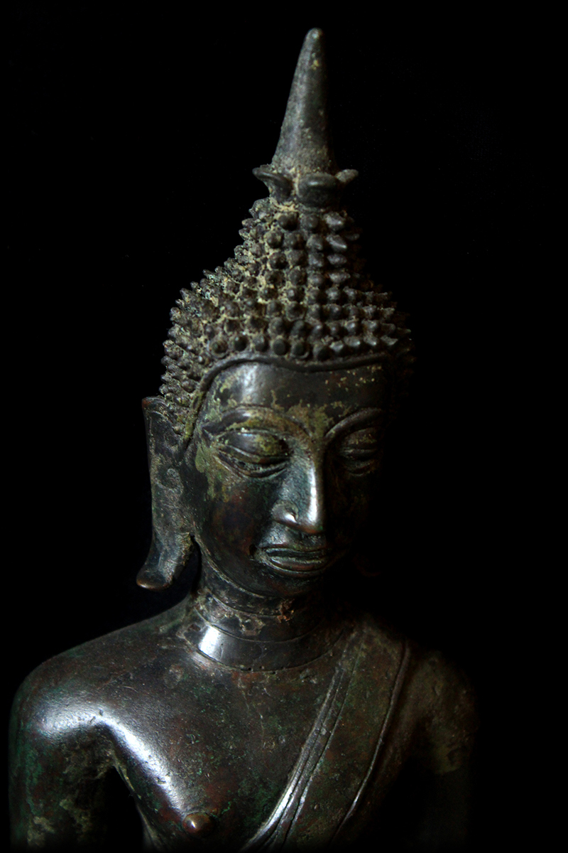 18C Sitting Bronze Laos Buddha #B02-12