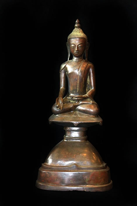 Extremely Rare 19C Bronze Burmese Shan Buddhai # B02-29