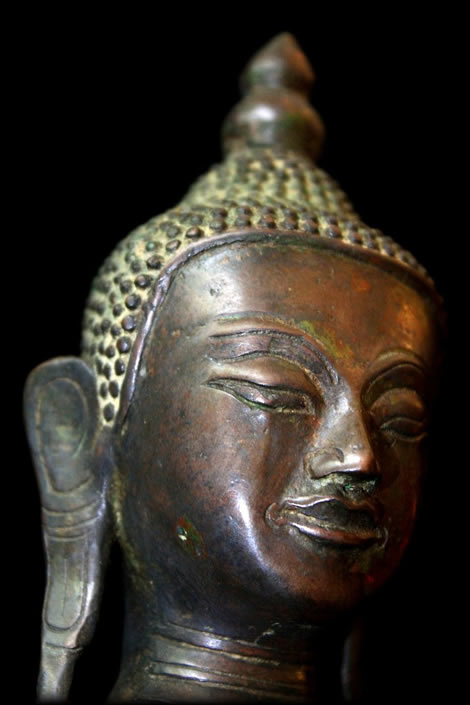 Extremely Rare 19C Bronze Burmese Shan Buddhai # B02-29