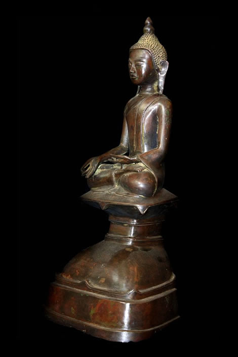 Extremely Rare 19C Bronze Burmese Shan Buddhai # B02-29