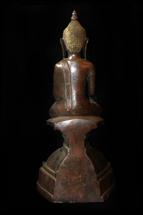 Extremely Rare 19C Bronze Burmese Shan Buddhai # B02-29