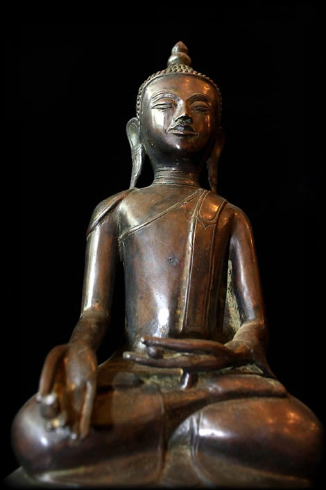 Extremely Rare 19C Bronze Burmese Shan Buddhai # B02-29