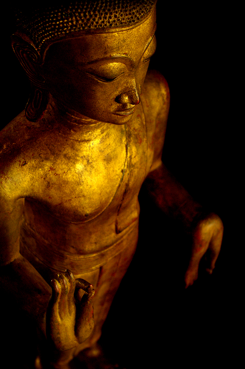 Extremely Rare Early 19C Standing Laos Buddha #B055