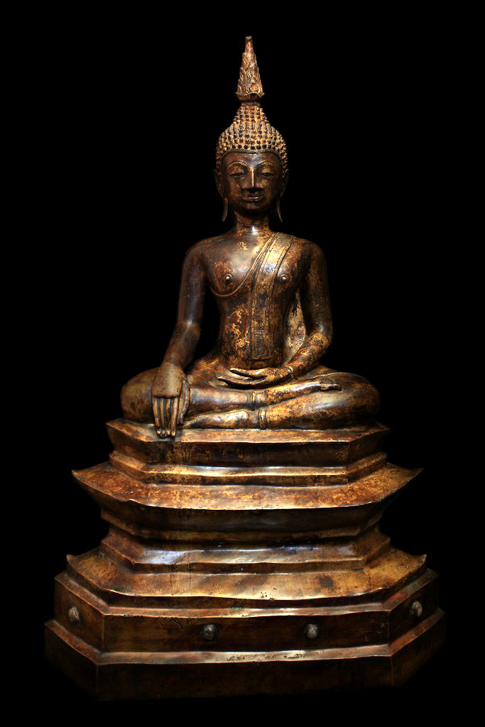 Extremely Rare 18C Sitting Bronze Laos Buddha #BB264