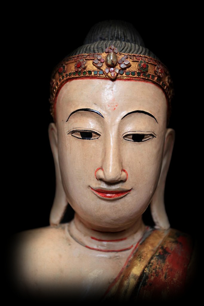 Extremely Rare 19C Wood Burmese Buddha #BB273