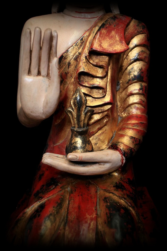 Extremely Rare 19C Wood Burmese Buddha #BB273