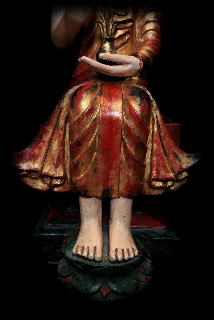 Extremely Rare 19C Wood Burmese Buddha #BB273