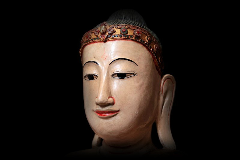 Extremely Rare 19C Wood Burmese Buddha #BB273