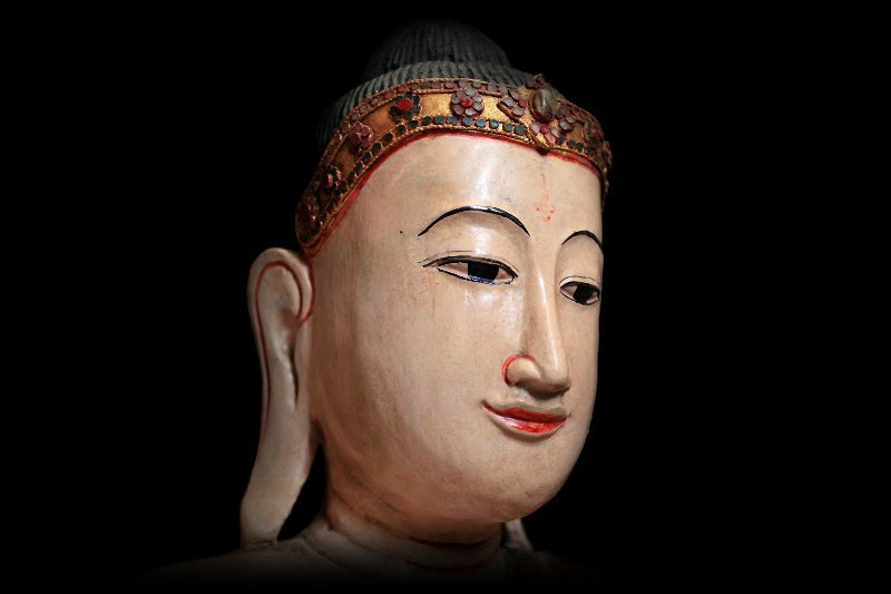 Extremely Rare 19C Wood Burmese Buddha #BB273