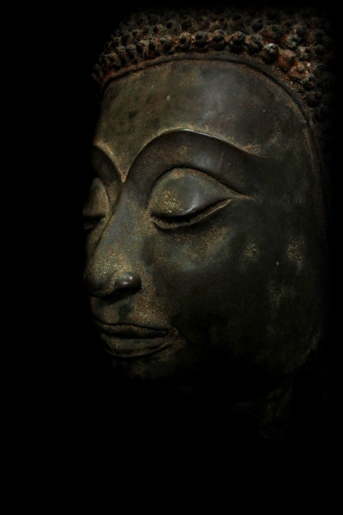 Extremely Rare 18C Bronze Laos Buddha Head #BB309
