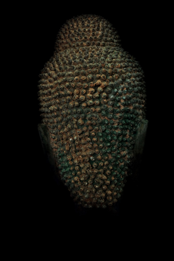 Extremely Rare 18C Bronze Laos Buddha Head #BB309