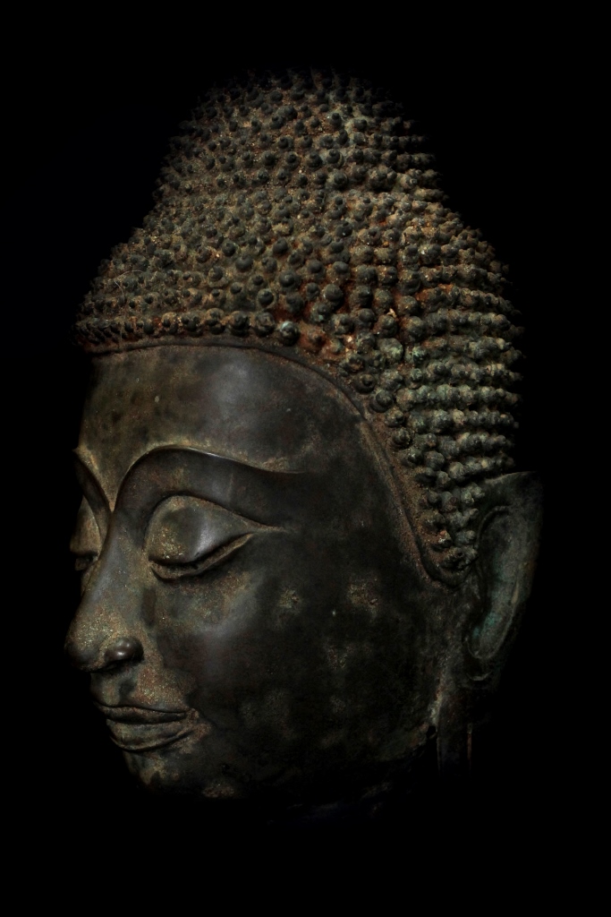 Extremely Rare 18C Bronze Laos Buddha Head #BB309