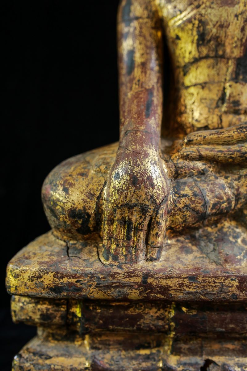 Extremely Rare 18C Wood Shan Burmese Buddha Head #BB301