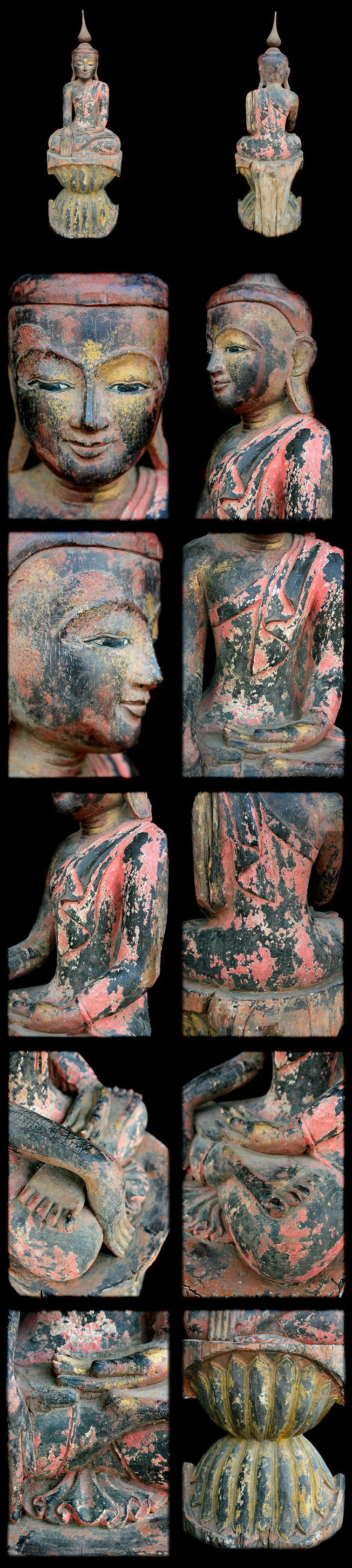 Extremely Rare 18C Wood Sitting Shan Buddha #CA.007