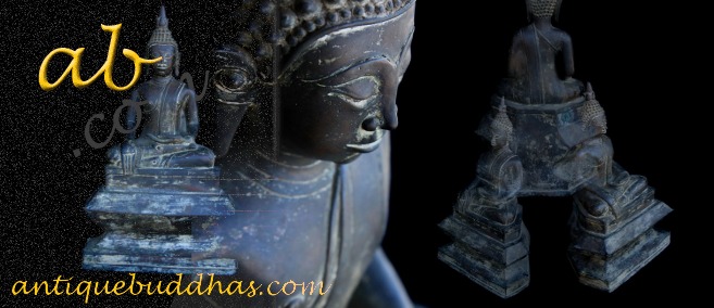 Extremely Rare 18C Sitting Bronze Laos Buddha #CA045 Extremely Rare 18C Sitting Bronze Laos Buddha #CA045