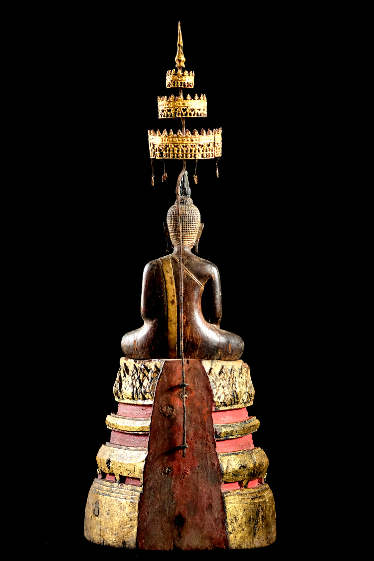 Extremely Rare Early 19C Wood Thai Buddha #CA070