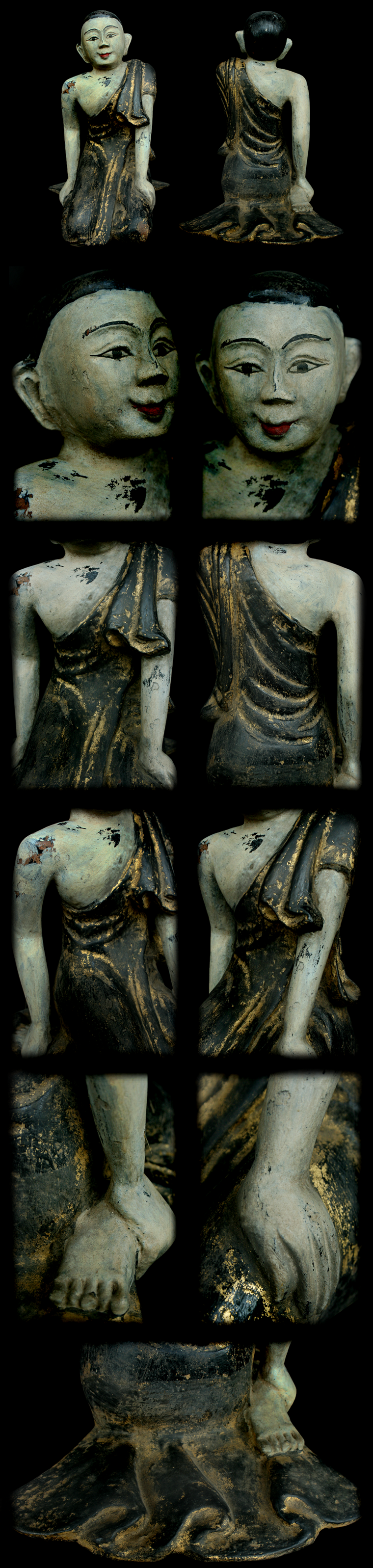 19C Burmese Wood Buddhist Monk #CA076