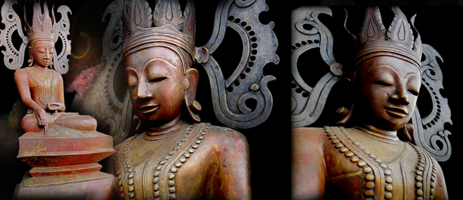 Extremely Rare Early 18C Bronze Burmese Shan Buddha # CS.01