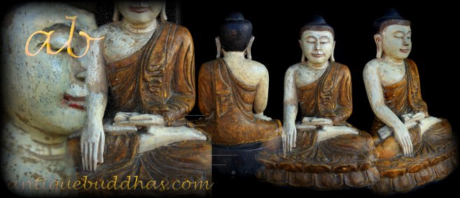 19C Wood Sitting Mandalay Burmese Buddha # CA1032