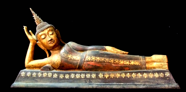 Extremely Rare 18C Reclining Laos- Thai Buddha #WR009-2