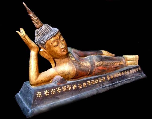 Extremely Rare 18C Reclining Laos- Thai Buddha #WR009-2