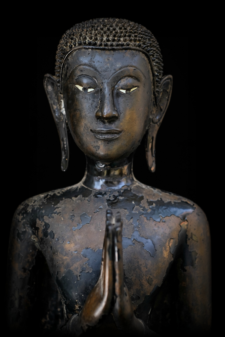 Pair Of 19C Bronze Burmese Buddhist Monks #BM021-2