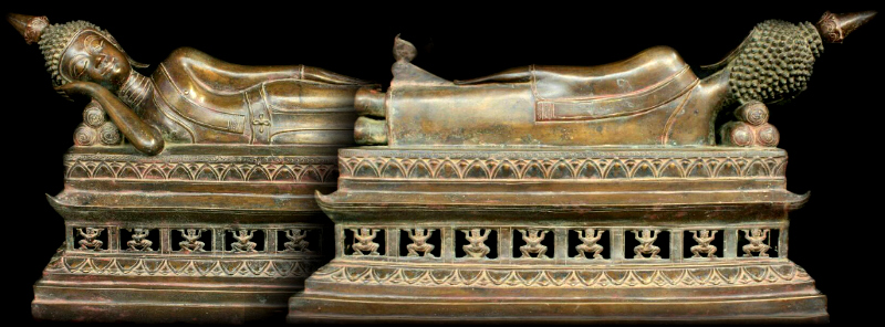 Extremely Rare 17C Bronze Reclining Laos Buddha #DW200