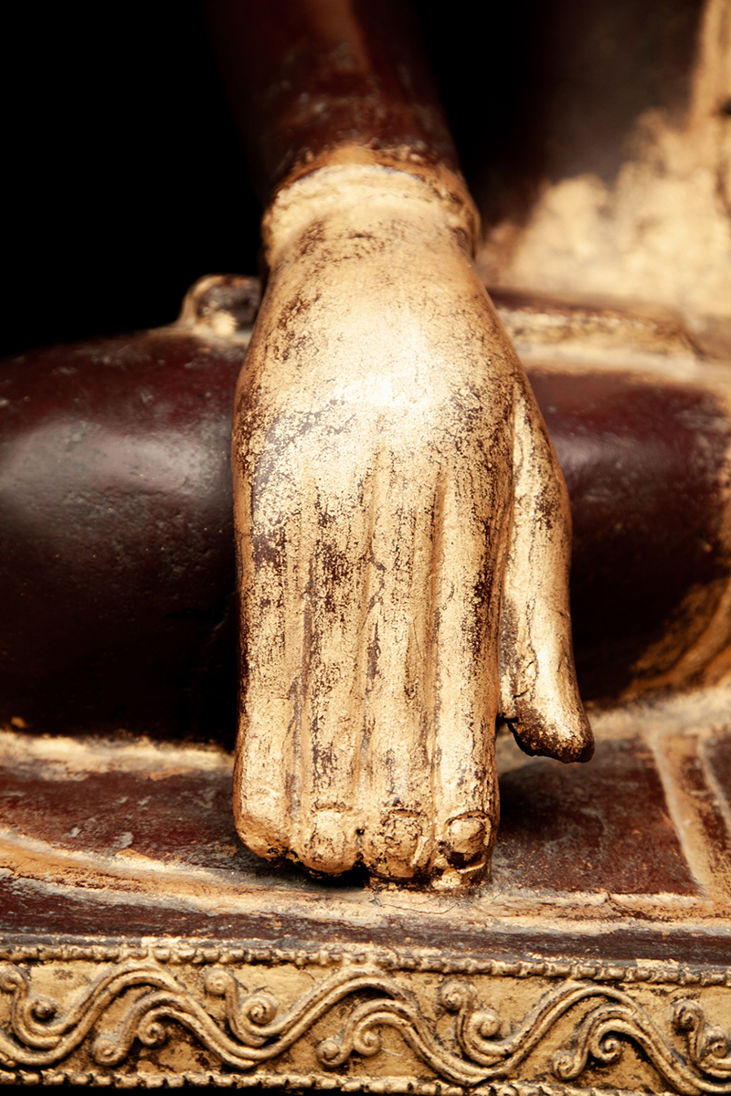 Extremely Rare 19C Reclining Lacquer Mandalay Buddha #DW029