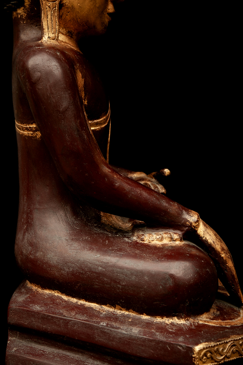 Extremely Rare 19C Reclining Lacquer Mandalay Buddha #DW029