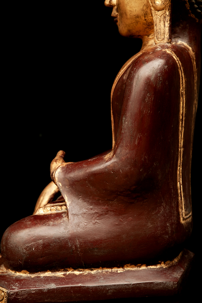 Extremely Rare 19C Reclining Lacquer Mandalay Buddha #DW029