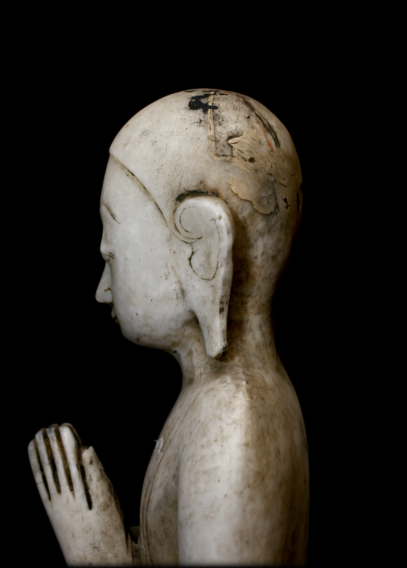 Extremely Rare 18C Bronze Shan Burmese Buddhist Monk # DW036